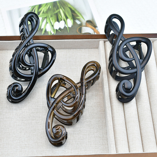 气质个性舞动音符高音谱号鲨鱼夹马尾发卡顶夹淑女发饰发圈礼物
