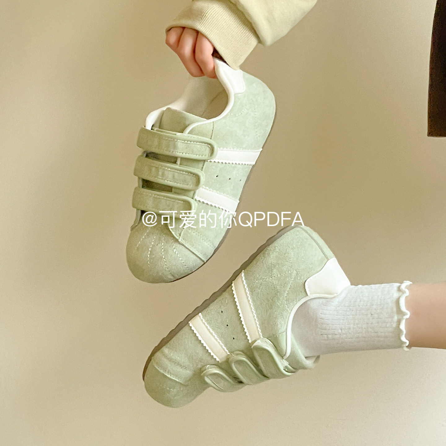 可爱的你魔术贴厚底板鞋女款2026新款春季百搭小白鞋学生休闲鞋潮,女鞋,时尚休闲鞋,淘宝优惠券,粉丝福利购,淘宝优惠卷