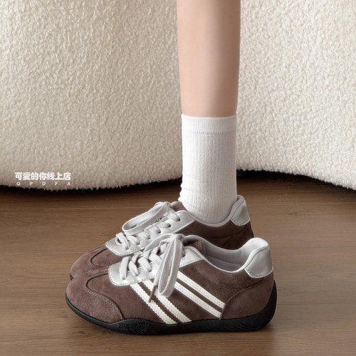 可爱的你 秋季复古德训鞋子女2026新款板鞋ins潮百搭厚底休闲鞋