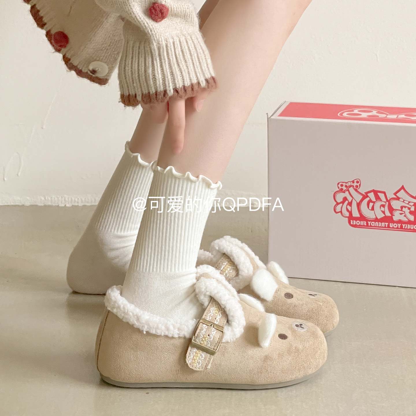 可爱的你一脚蹬勃肯鞋全包女2025新款冬季可爱毛毛鞋保暖加绒板鞋