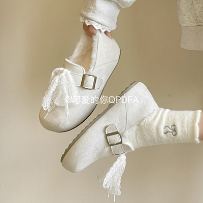 可爱的你保暖加绒勃肯鞋女2026新款春季外穿一脚蹬单鞋百搭二棉鞋