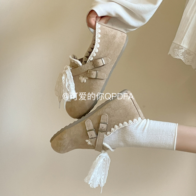 可爱的你加绒全包勃肯鞋女鞋保暖百搭2025秋冬新款爆款厚底二棉鞋