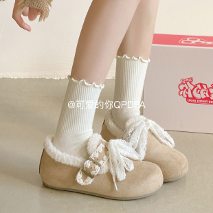 可爱的你厚底勃肯鞋子女2025新款爆款冬季保暖加绒二棉女鞋穆勒鞋