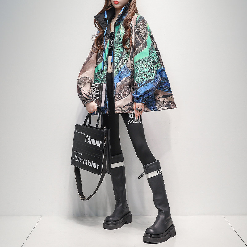 撞色立领两面穿短外套女2026春季新款拼接时尚宽松休闲短款外套潮,女装/女士精品,短外套,淘宝优惠券,粉丝福利购,淘宝优惠卷