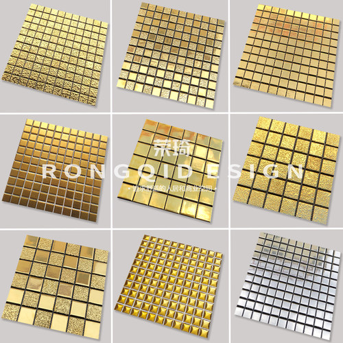 荣琦欧式奢华金色陶瓷马赛克瓷砖