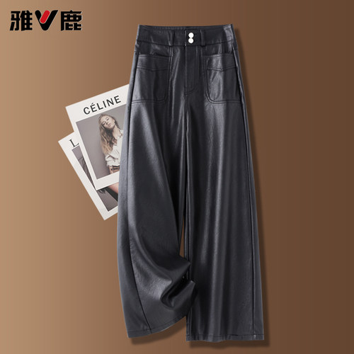 雅鹿不裂皮PU皮裤女秋冬加厚