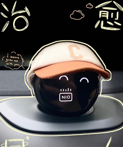 蔚来NOMI帽子拼色棒球帽头饰个性改装diy装饰品创意糯可爱机器人