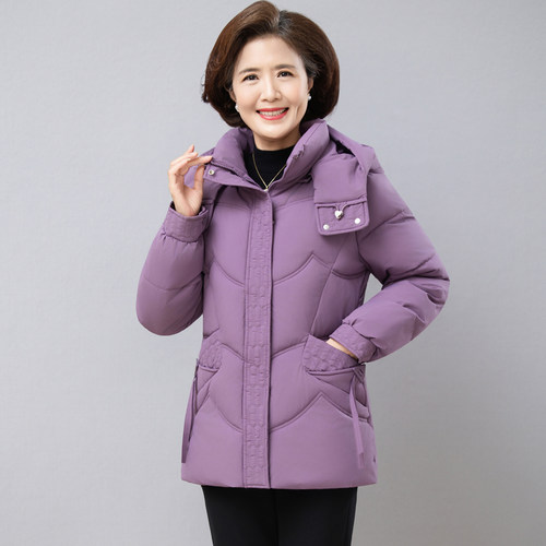 妈妈冬装加肥加大码棉服短款