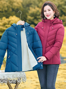 短款加绒加厚宽松版棉服女