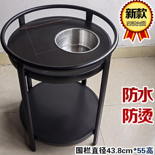 包邮麻将机防水防烫圆形岩板小茶几桌棋牌室茶楼茶水架台边几角几