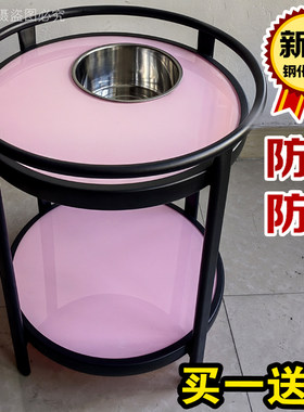 包邮麻将机带烟灰缸钢化玻璃小茶几桌棋牌室茶楼茶水架台边几角几