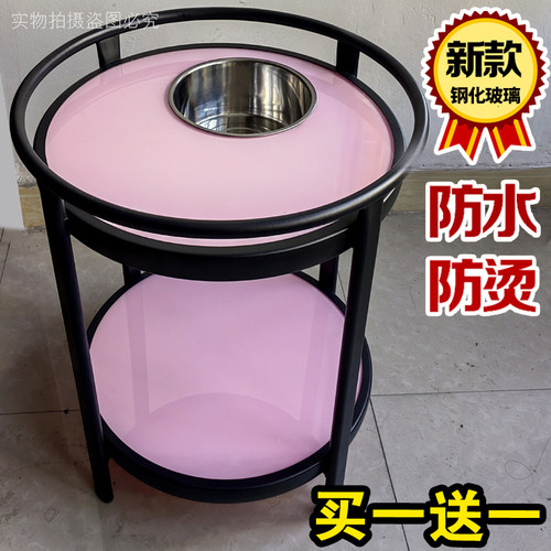 包邮麻将机带烟灰缸钢化玻璃小茶几桌棋牌室茶楼茶水架台边几角几