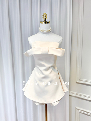 高定小众设计款甜妹立体大蝴蝶A摆收腰抹胸短裙不配打底裤