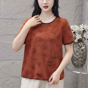 夏季短袖T恤中老年妈妈装上衣女
