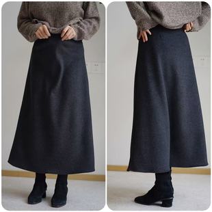 加绒款 超适合梨子MM 遮胯显瘦百搭深灰色松紧腰伞裙半裙