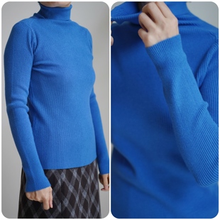 实用美貌兼备的韩版高领克莱因蓝修身款打底衫毛衣