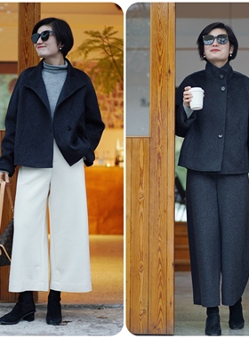 高知感拉满 优雅百搭利落有型仿呢料垂坠感八分阔腿裤 两色