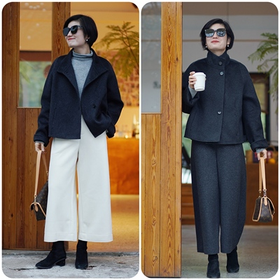 利落有型垂坠感羊毛八分裤阔腿裤