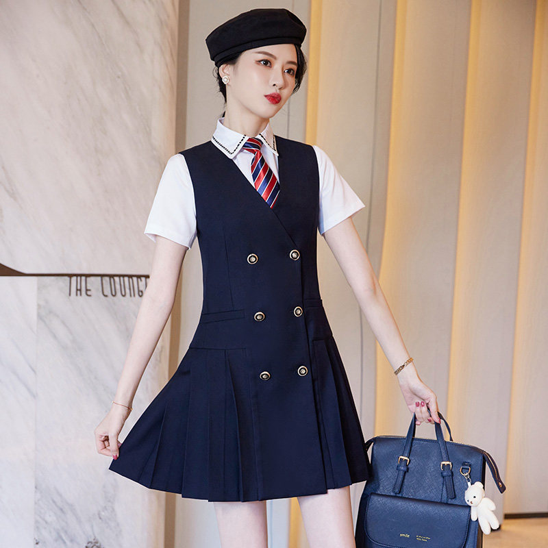 单件/套装夏幼师工作服连衣裙培训机构学院风美容院工作服女制服