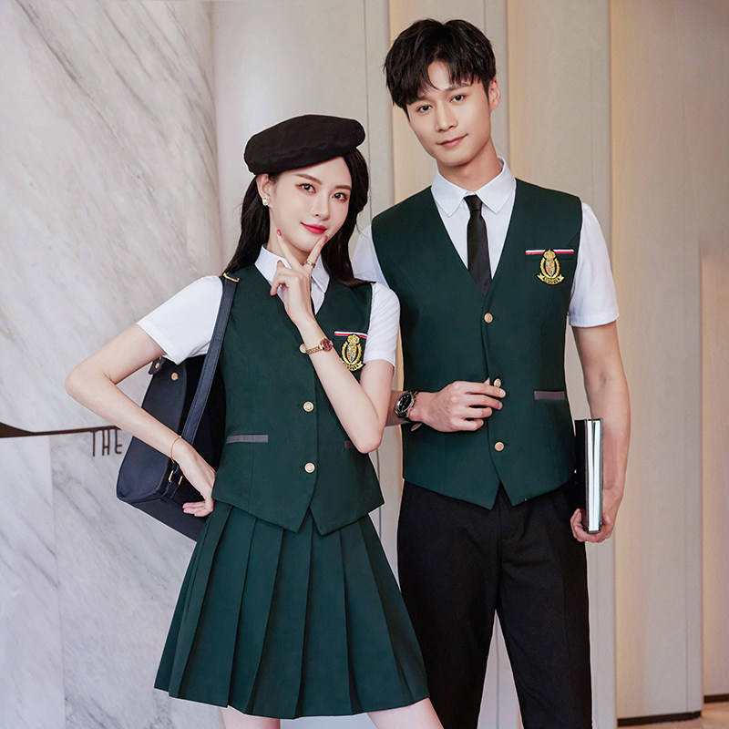 单件/套装男女同款学院风马甲制服幼师工装女酒店KTV服务员工作服