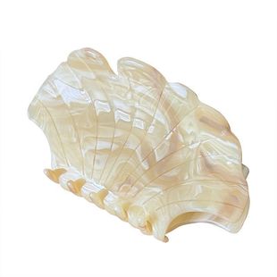 高级感大理石纹理枫叶发夹大号气垫梳蓬松美发梳子气质百搭抓夹子