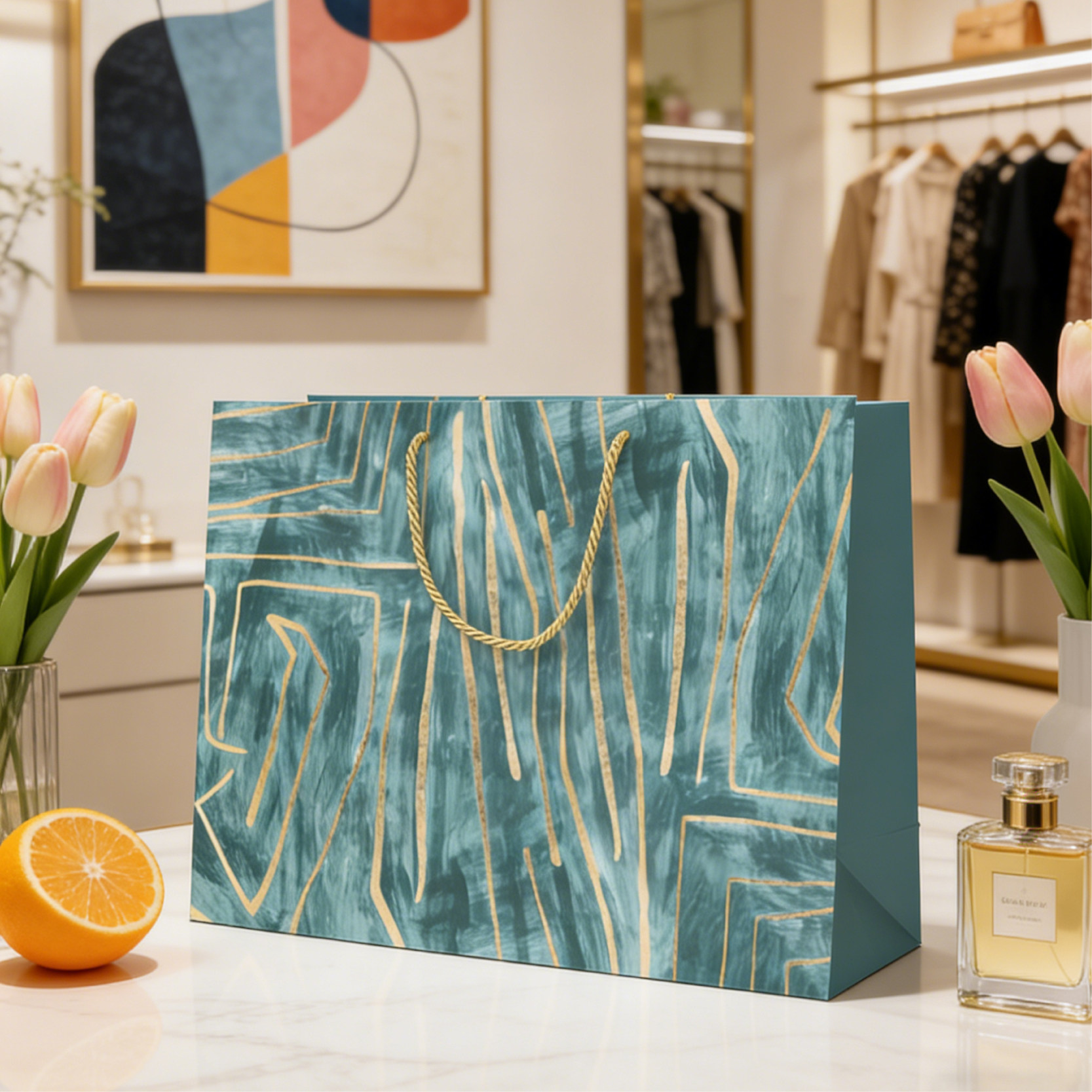 简约时尚服装店手提袋大牌轻奢化妆品加厚手提袋高颜值生日礼品袋