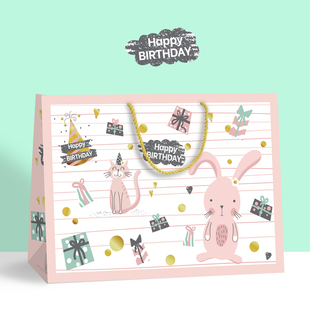 儿童生日礼品袋可爱卡通手提袋大号零食礼物袋精美幼儿园高档纸袋