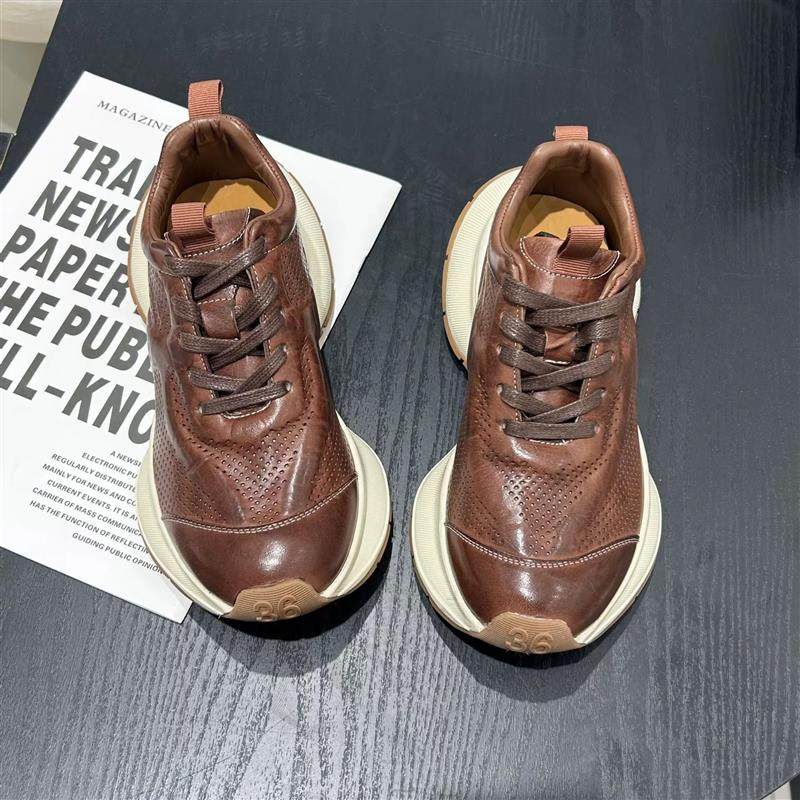 莆田男鞋秋冬季2025新款潮流复古休闲跑步防滑运动皮面老爹鞋增高,流行男鞋,时尚休闲鞋,淘宝优惠券,粉丝福利购,淘宝优惠卷