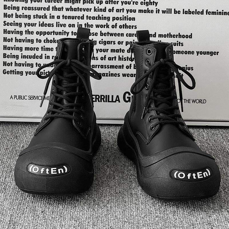 马丁靴男鞋秋冬季2025新款潮流黑色大头骑士靴男士休闲机车工装靴,流行男鞋,时装靴,淘宝优惠券,粉丝福利购,淘宝优惠卷