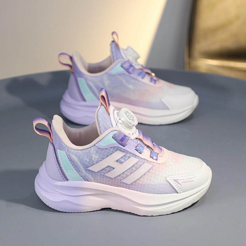 女童鞋春款2025新款儿童旋转纽扣运动鞋中大童减震女孩软底跑步鞋