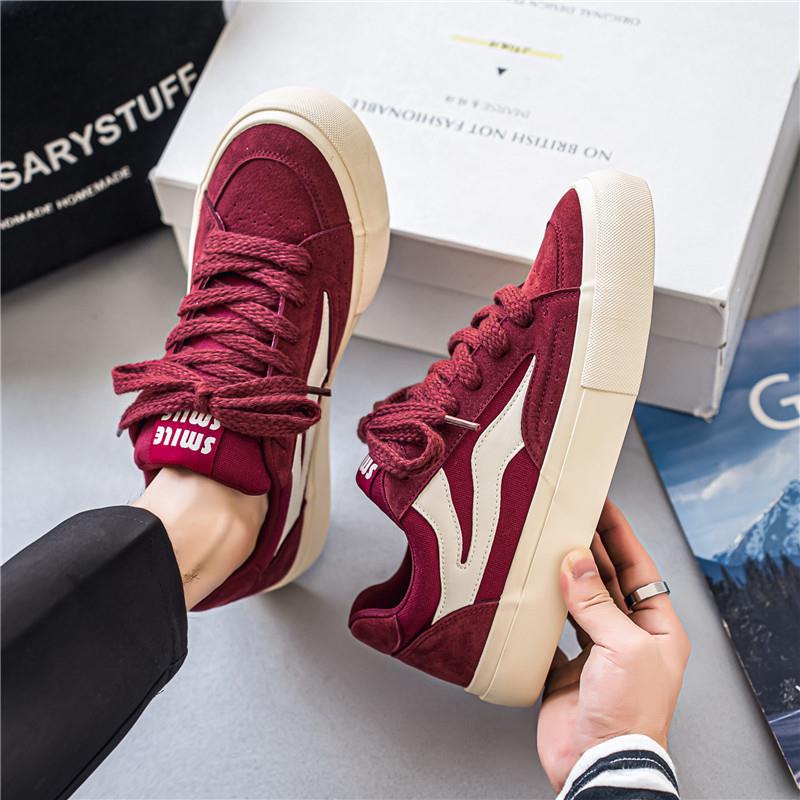 帆布男鞋秋冬季2025新款本命年红色布鞋青少年小众休闲运动平板鞋