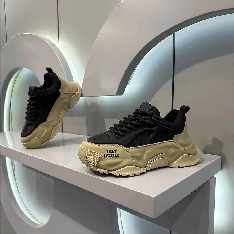 男鞋2025新款秋冬季青少年内增高厚底百搭老爹鞋皮面休闲运动潮鞋,流行男鞋,单鞋,淘宝优惠券,粉丝福利购,淘宝优惠卷