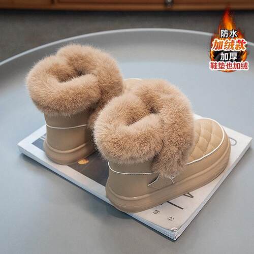 女童雪地靴冬季2025新款皮毛一体儿童短靴中大童加绒加厚女款棉鞋
