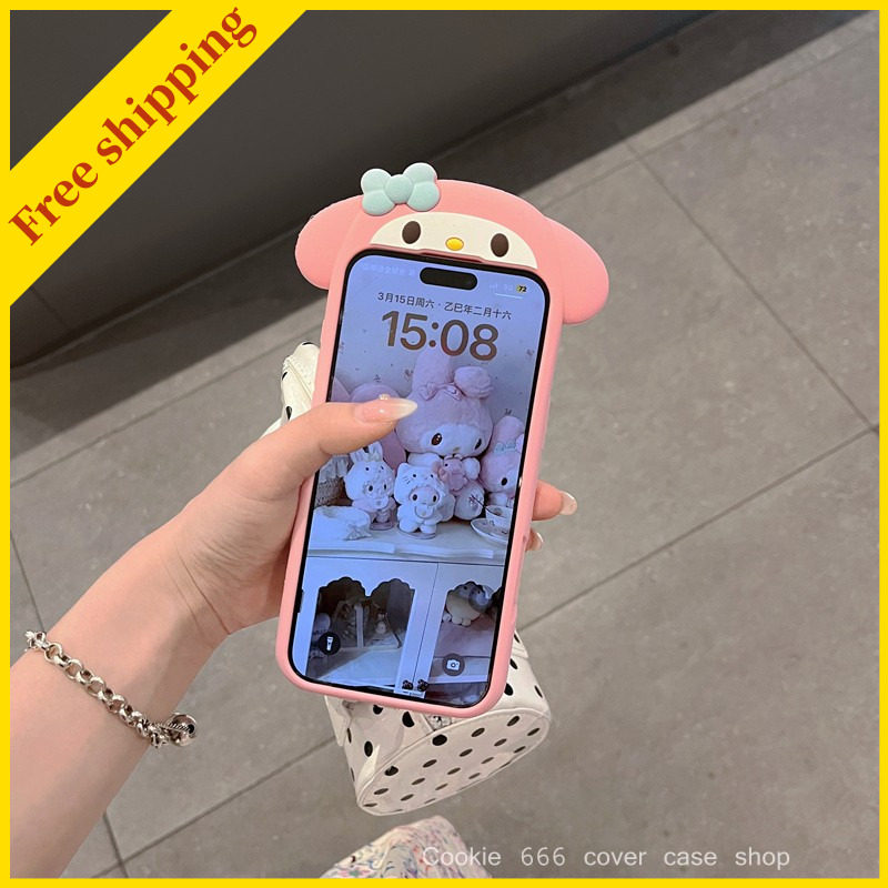 kawaii Melody phone case for iPhone 13 14 pro max cover 15 plus pink casing 16 cute Japan cartoon