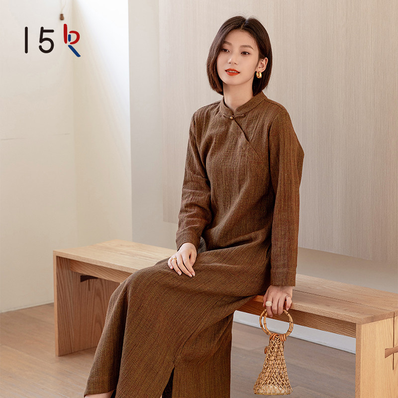 一如本然复古中式改良旗袍纯棉气质连衣裙素雅文艺设计感女长裙