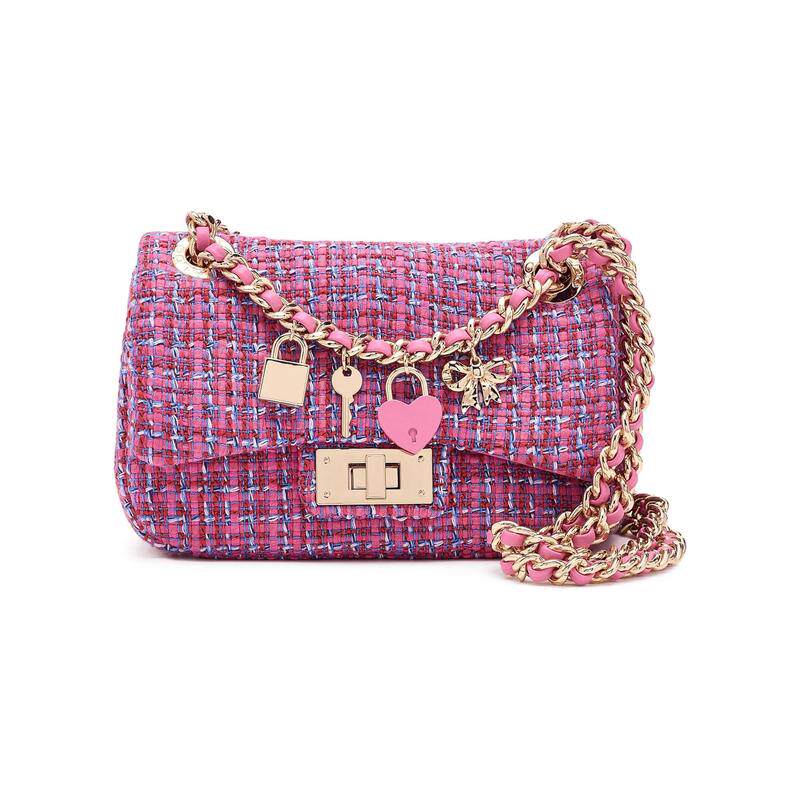 代购ALDO女士单肩包翻盖锁扣可调节肩带可拆卸背带多饰物挂件