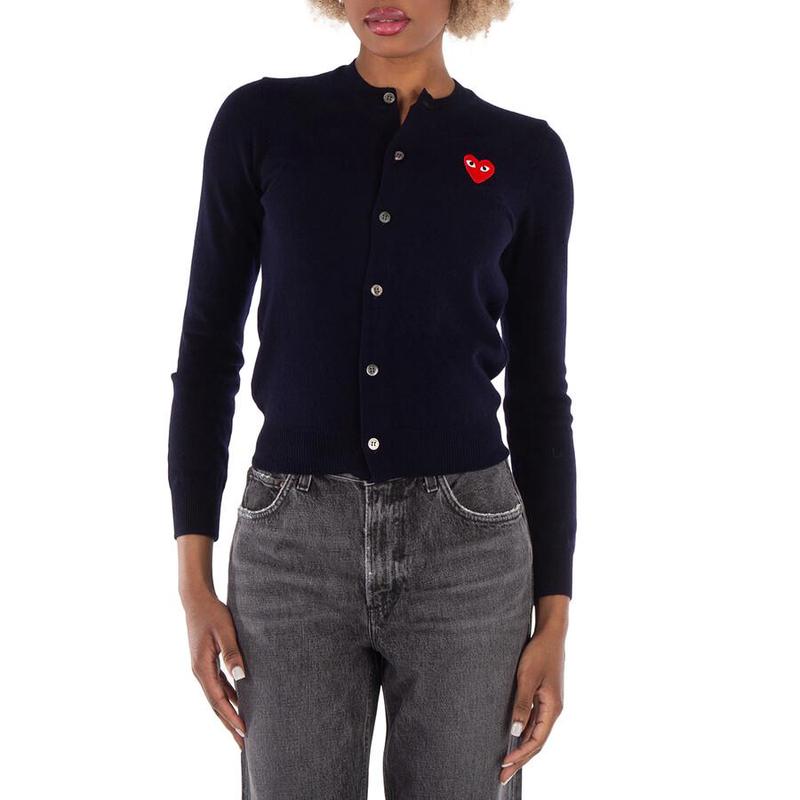 Comme des Garcons女士毛衣保暖贴身羊毛深蓝秋冬日常开衫爆款