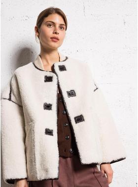 代购bash外套女保暖防风时尚白色oversize长袖低肩日常休闲夹克