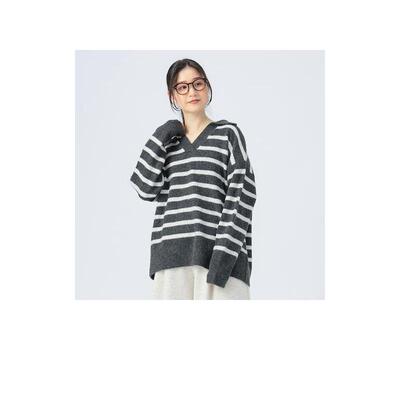 代购BEAMS女士毛衣保暖透气条纹加厚秋冬日常针织爆款简约