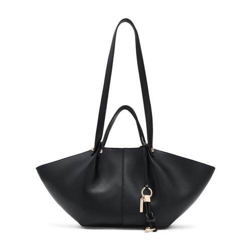 代购ALDO女士单肩包大容量便携防滑多隔层黑色PU材质磁吸扣