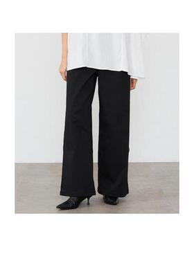 代购Edwin女士休闲裤透气舒适黑色阔腿办公休闲长裤百搭简约