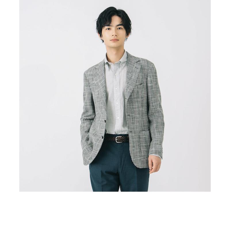 代购BEAMS男士夹克透气舒适格纹轻量通勤商务外套爆款休闲