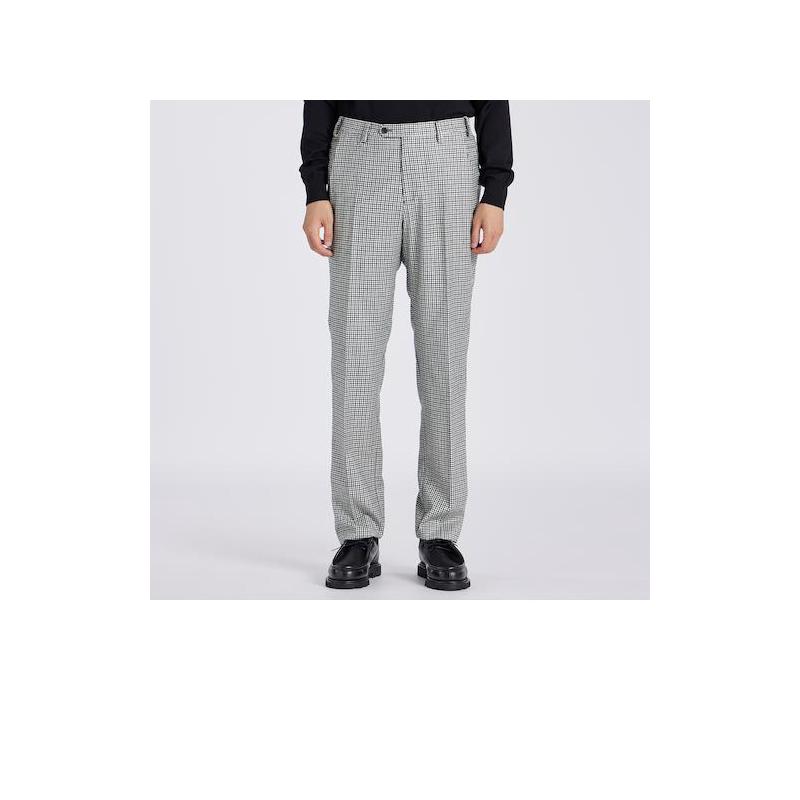 代购LANVIN浪凡男士休闲裤保暖舒适格纹修身办公通勤长裤百搭