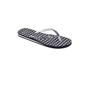 代购Quiksilver女士人字拖透气轻便环保印花舒适软底黑白格纹