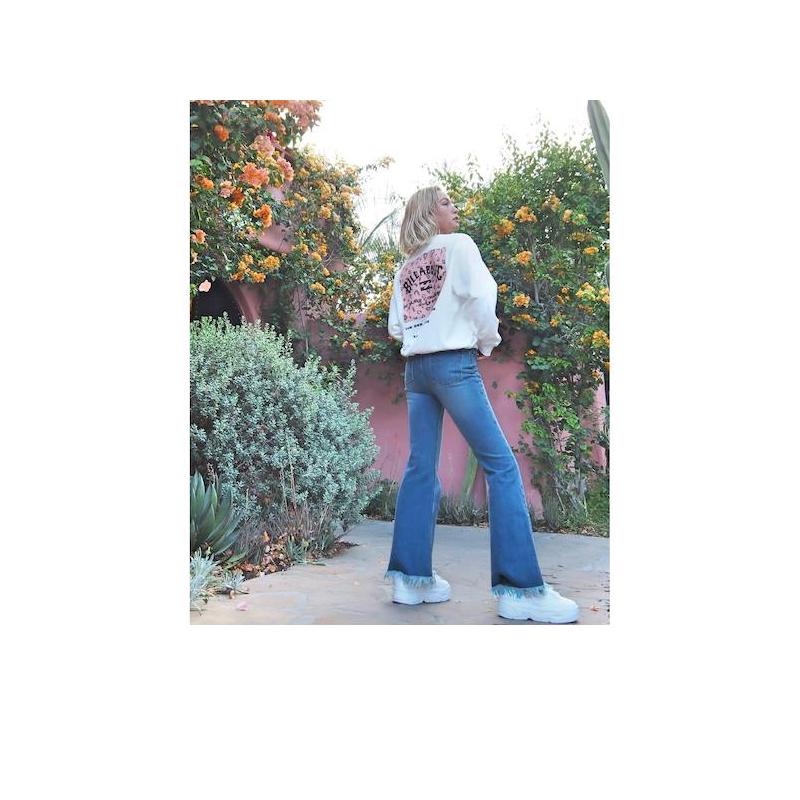 代购Quiksilver女士牛仔显瘦保暖微喇厚实休闲街头长裤百搭复古