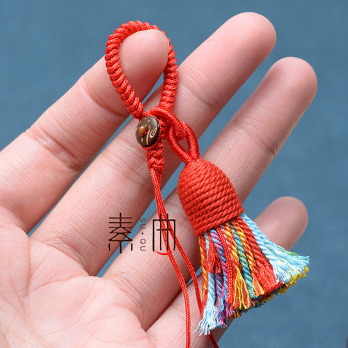 金刚结编织指环扣流苏DIY挂绳半成品钥匙扣吊坠配件包挂饰品 10条
