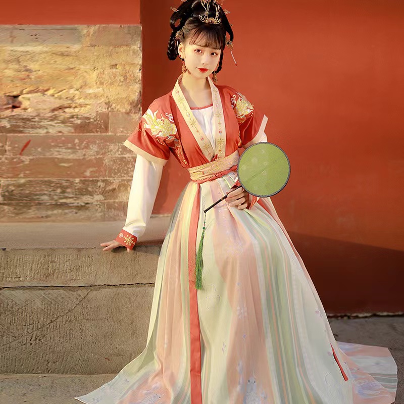 绫锦司汉服唐制唐褙子半臂齐腰襦裙中国风日常款便服全套如懿原创