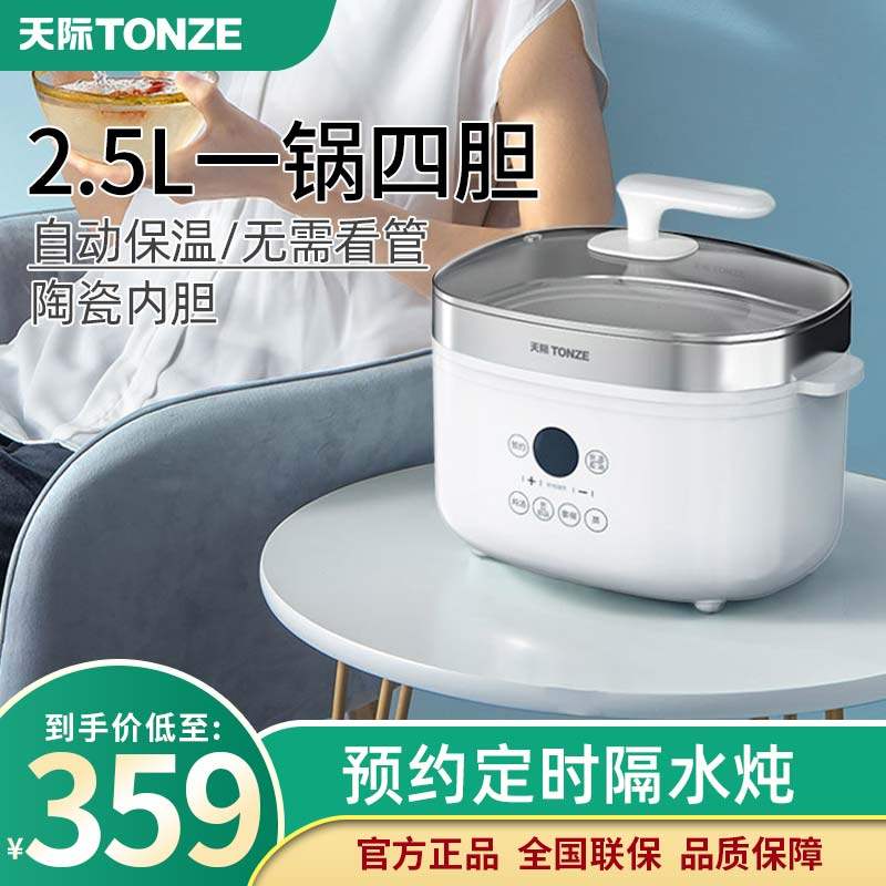 天际隔水炖电炖盅2.5L大容量电炖锅煮粥锅煲汤锅一锅四胆25AG预约