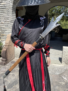 纯手工一体锻打三尖两刃刀户外武术十八般冷兵器二郎神武器未开刃