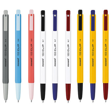 韩国进口慕那美153 CLIP 圆珠笔按动式六角杆原子油笔0.5/0.7/1.0